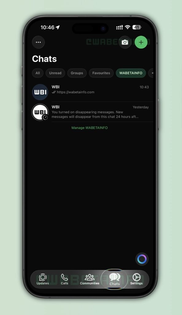 WhatsApp Liquid Glass Interface