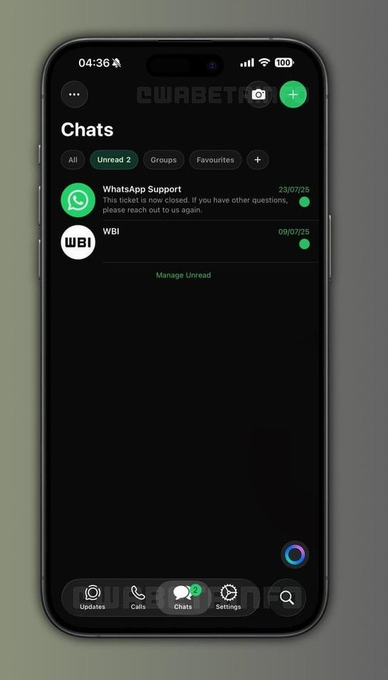 WhatsApp Liquid Glass Interface