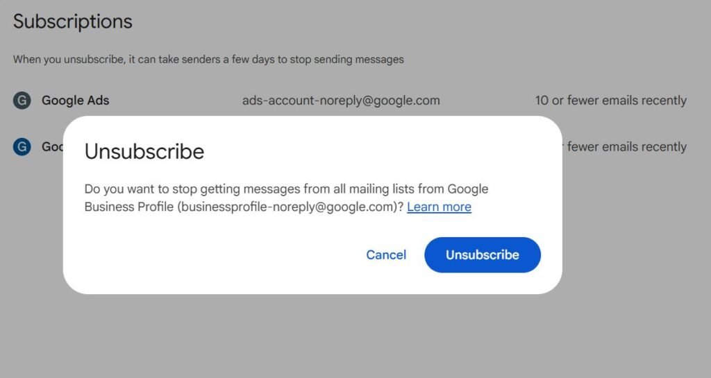 Gmail Manage Subscriptions Unsubscribe