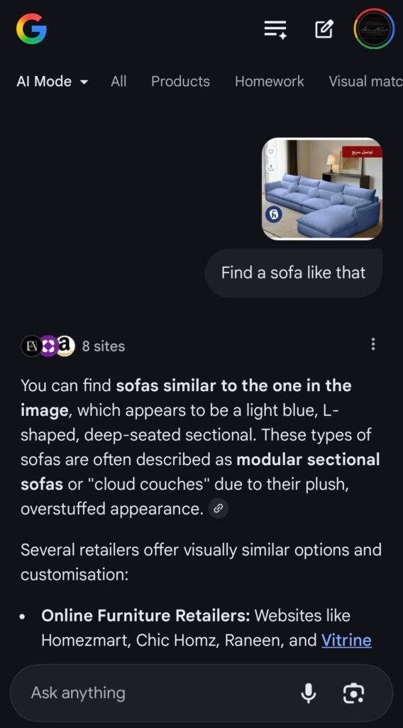 Google AI Mode Search by Image