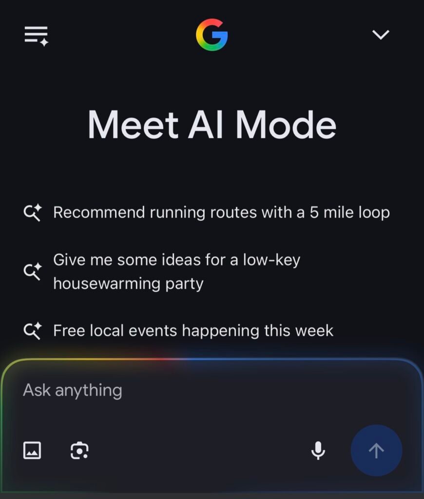 Google AI Mode Interface