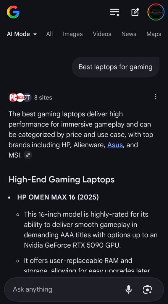 Google AI Mode Search
