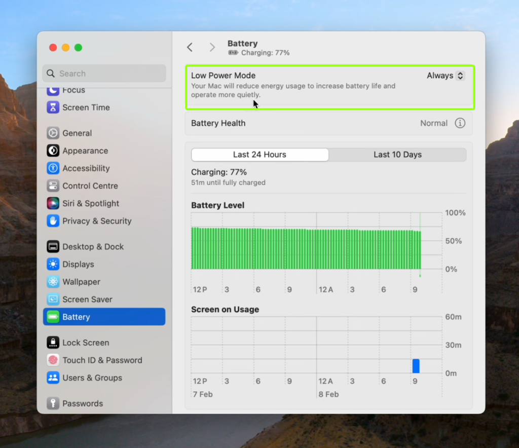 MacBook Low Battery Mode