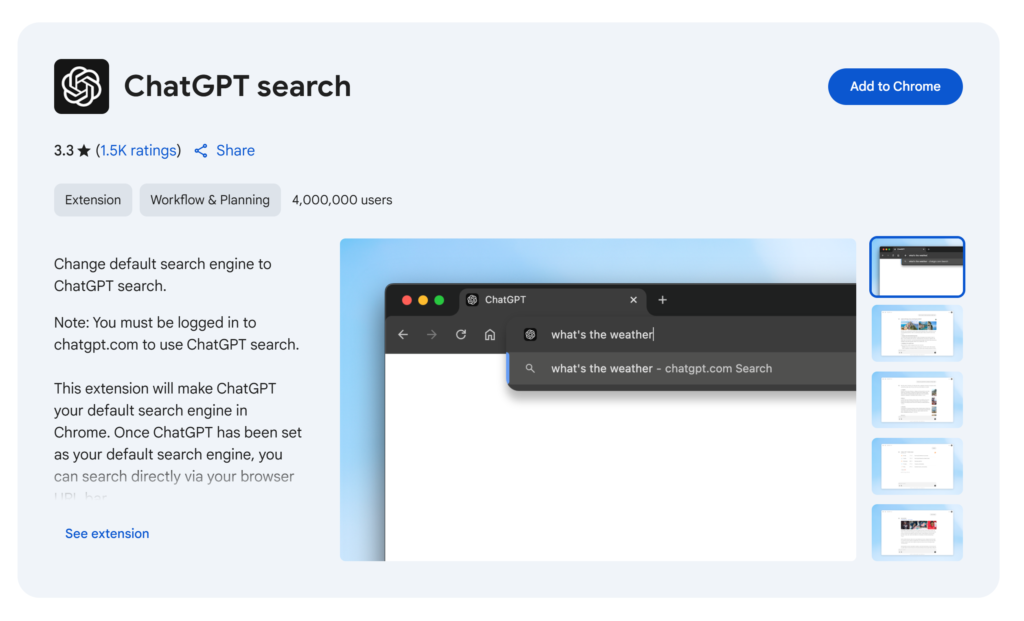ChatGPT Search Chrome Extension
