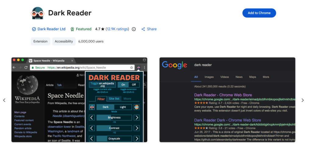 Dark Reader Chrome Extension