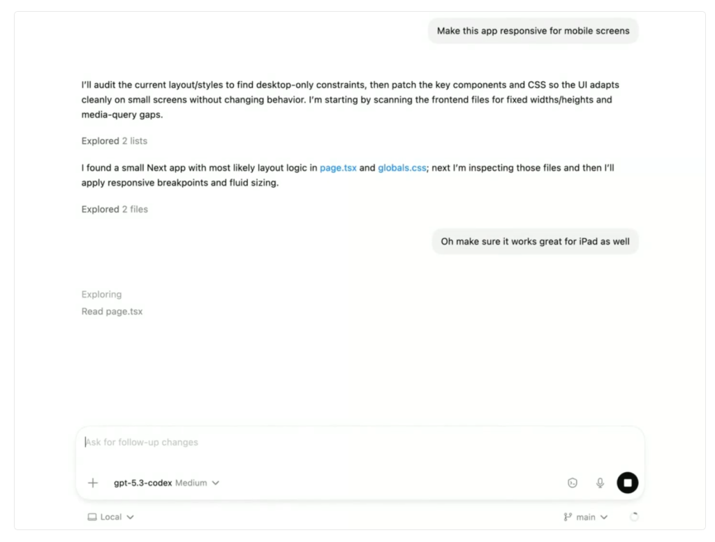 GPT-5.3 Codex Model Works