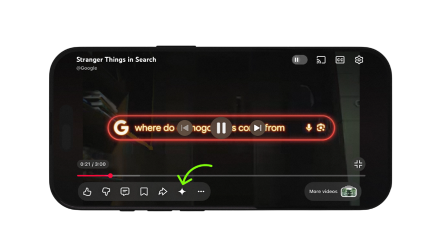 Gemini icon on YouTube Video