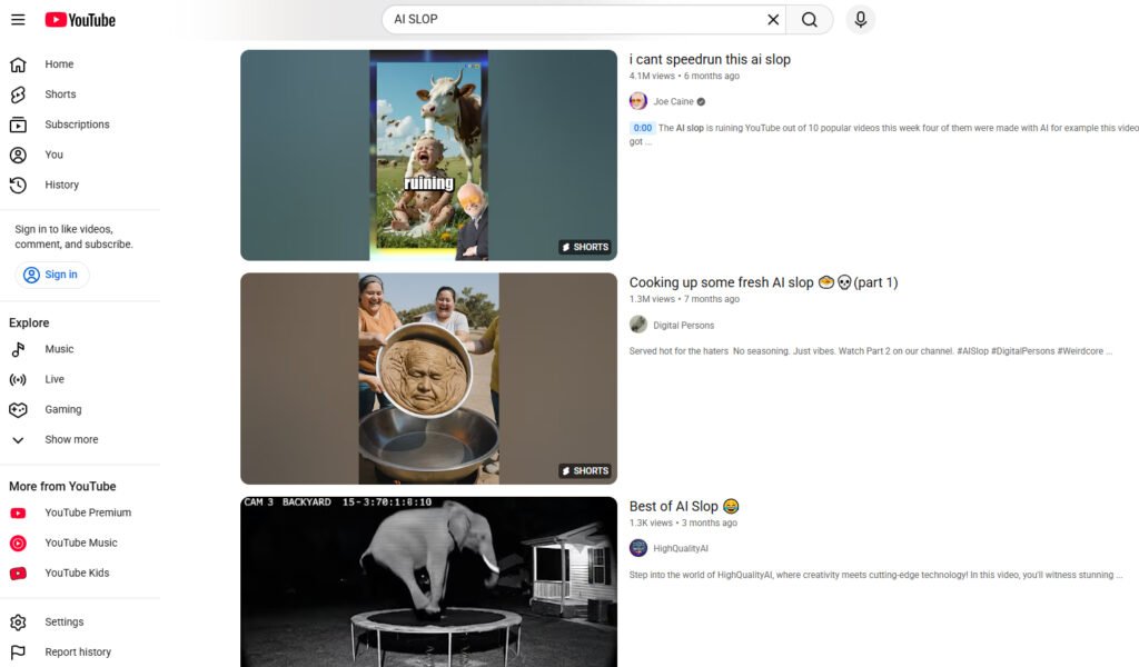 YouTube AI Slop Videos