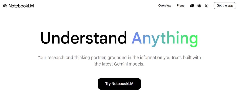 Google NotebookLM Interface