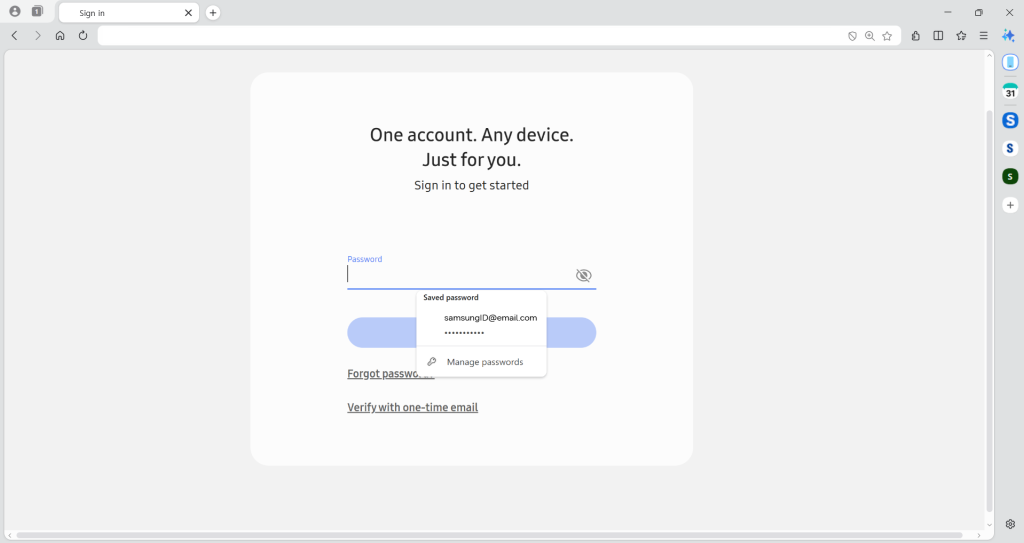 Samsung Pass on Samsung Browser