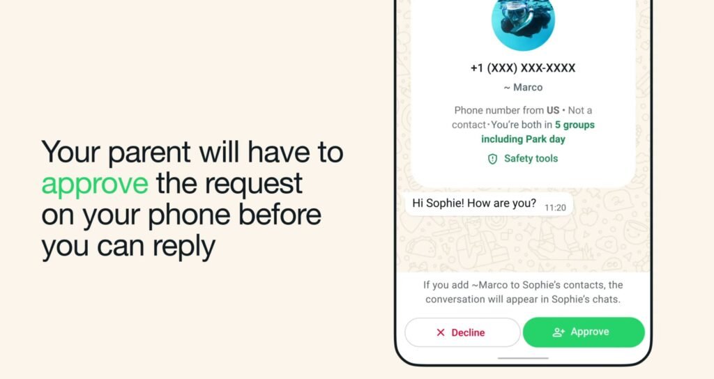 WhatsApp Parent-Managed Accounts Message Requests Approve