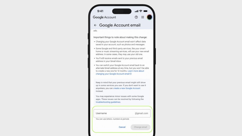 Gmail Change Address Username