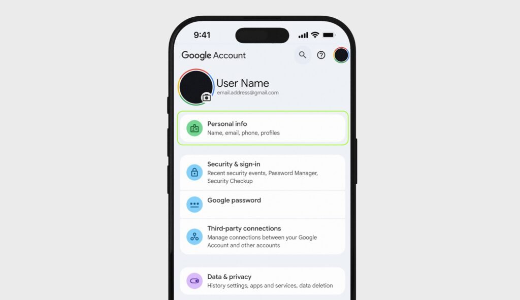 Google Account Personal Info