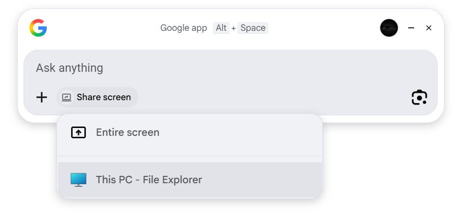 Google Desktop App Share Screen