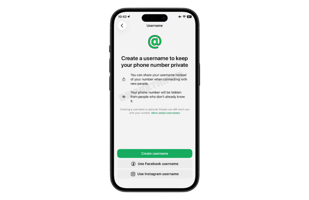 WhatsApp Create Username