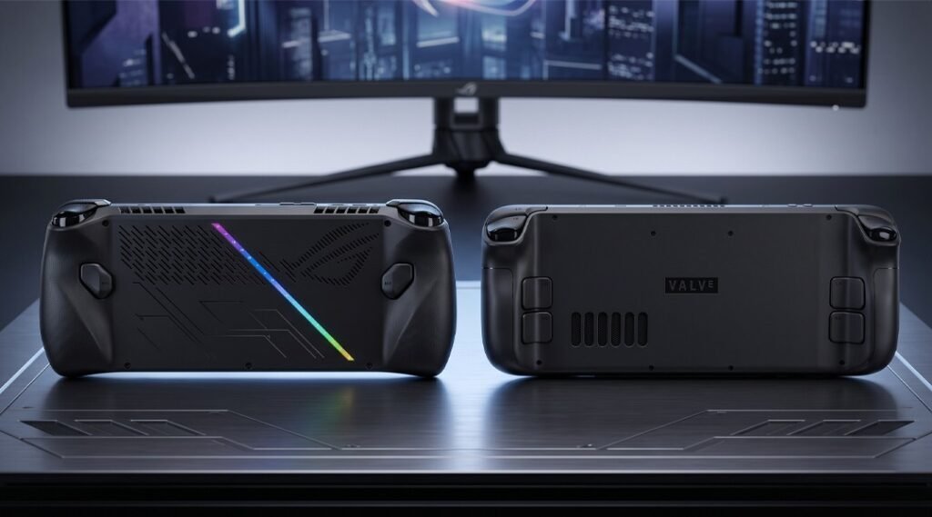 Steam Deck OLED vs ASUS ROG Ally X Back design