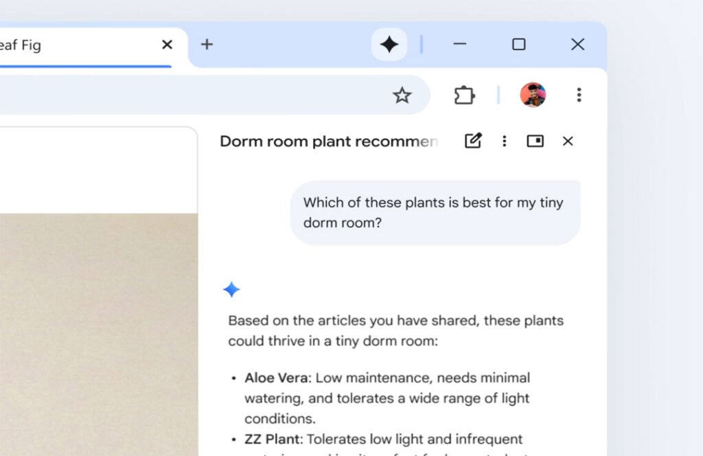 Gemini in Google Chrome Products Compare