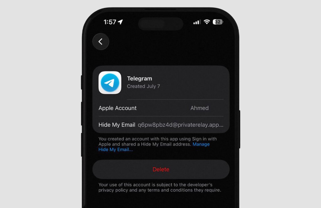 Hide My Email apps sign up
