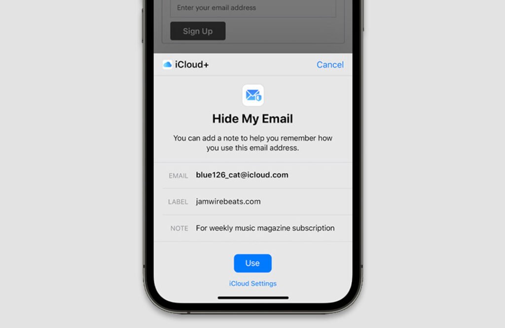 Hide My Email iCloud