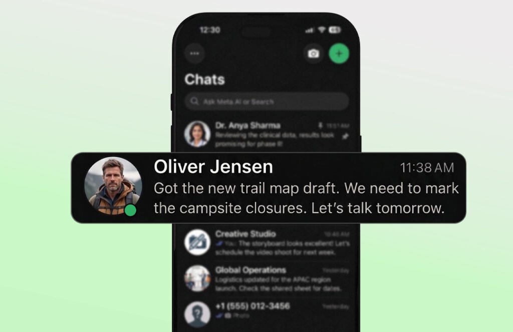 WhatsApp contact online green dot
